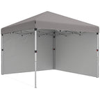 10' x 10' Pop Up Canopy Tent with Sidewalls and Roller Bag, Light Grey