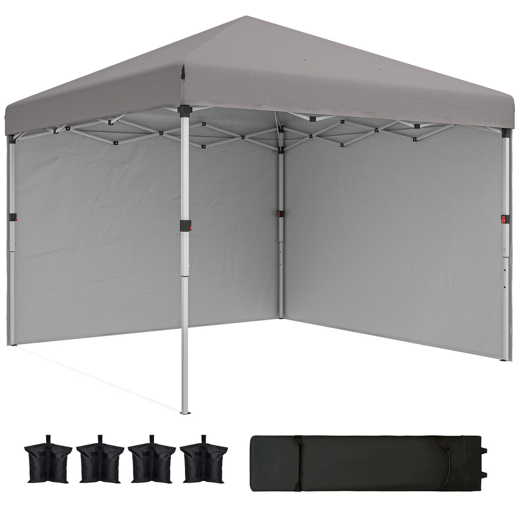 10' x 10' Pop Up Canopy Tent with Sidewalls and Roller Bag, Light Grey