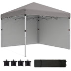 10' x 10' Pop Up Canopy Tent with Sidewalls and Roller Bag, Light Grey