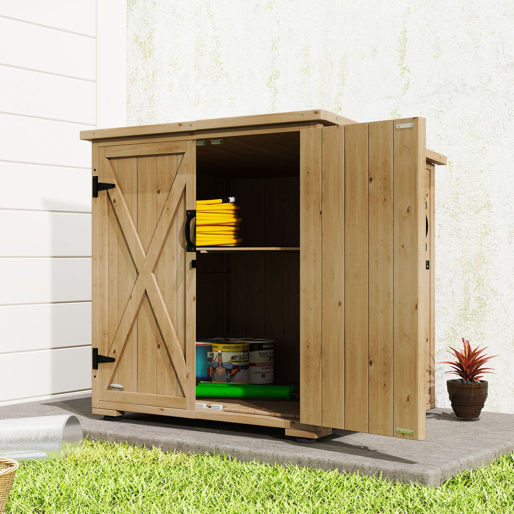 Wood Garden Shed with Adjustable Shelf and Double Doors