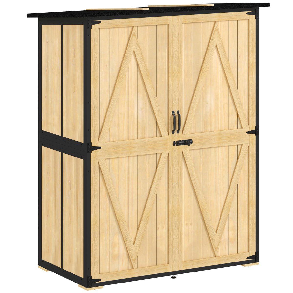 Wood Outdoor Storage Cabinet with 2 Shelves, Natural