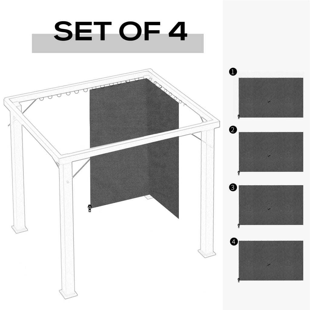 10' x 13' Gazebo Sidewall Set with 4 Panels and Hooks, Light Grey