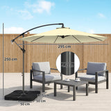 3 m Cantilever Parasol with Weights, Cover & Cross Base, Sand