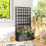 24" x 9" x 44.5" Raised Garden Bed with Trellis and Drainage, Black