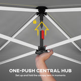 9.8' x 9.8' Pop-Up Canopy with Carrying Bag, Stakes and Ropes, Dark Grey