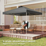 9.8' x 9.8' Pop-Up Canopy with Carrying Bag, Stakes and Ropes, Dark Grey
