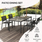 4 Seater Garden Dining Set with Stackable Armchairs, Grey