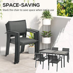 4 Seater Garden Dining Set with Stackable Armchairs, Grey