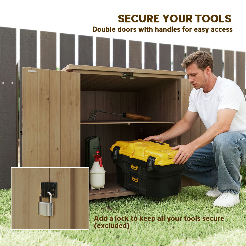 Wood Garden Shed with Adjustable Shelf and Double Doors