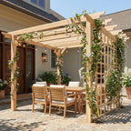 PerArbor 3 x 3 m Natural Wood Pergola Kit with Grape Trellis & Triangle Supports