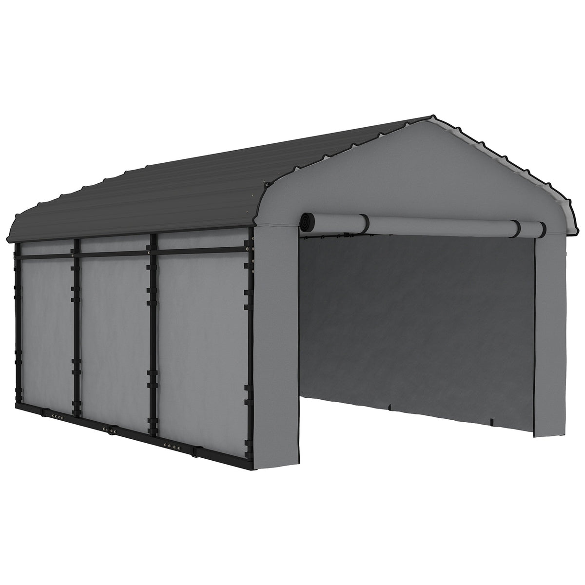 Onward 10' x 15' Heavy Duty Metal Carport with Galvanized Roof & Removable Sidewalls