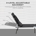 2pcs Adjustable Outdoor Lounge Chairs with Face Hole, Black