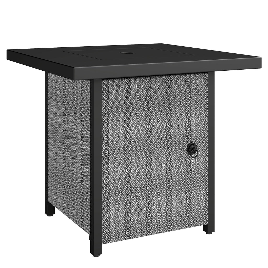 11.7 KW Propane Gas Fire Pit Table with Wind Guard and Lid, Black