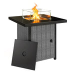 11.7 KW Propane Gas Fire Pit Table with Wind Guard and Lid, Black