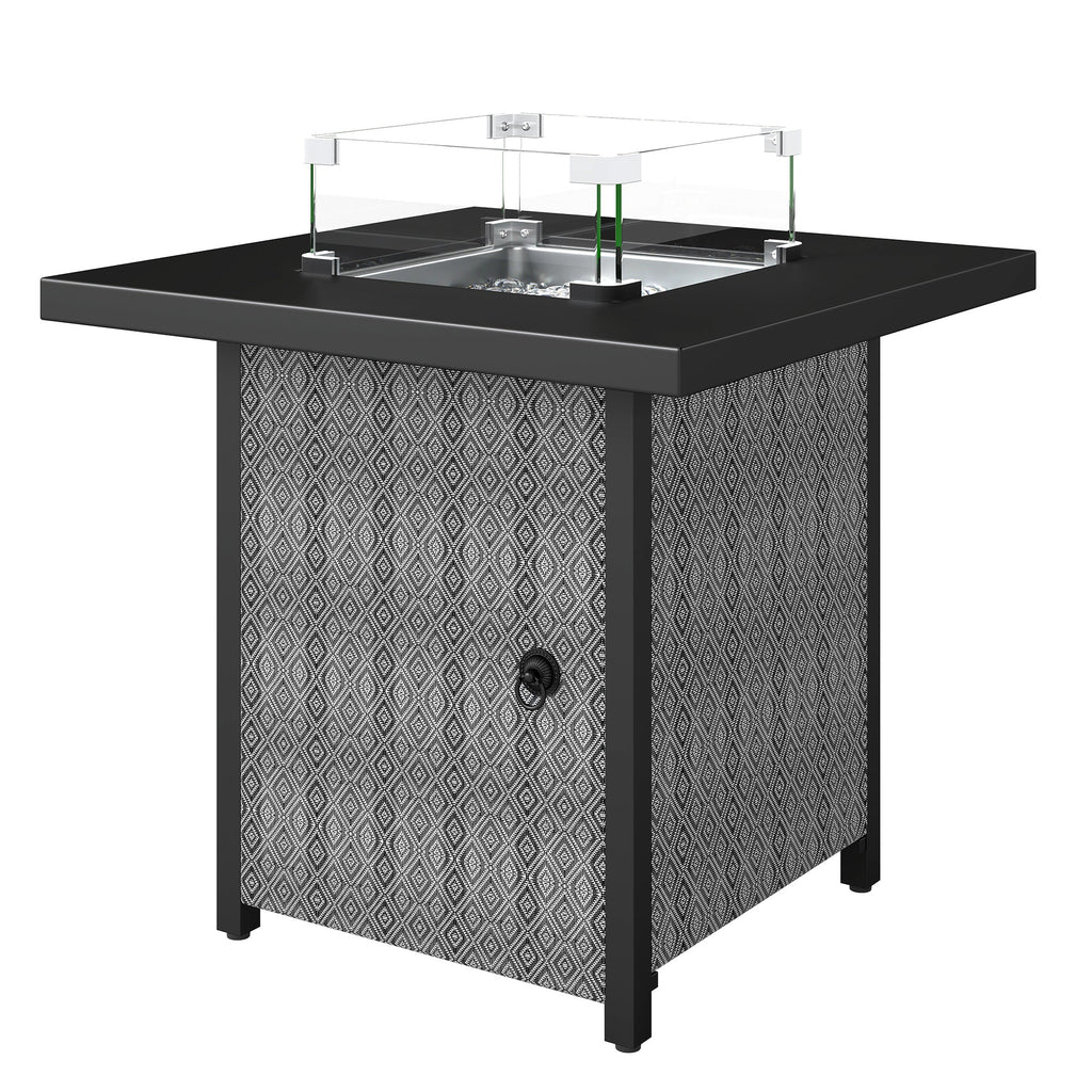 11.7 KW Propane Gas Fire Pit Table with Wind Guard and Lid, Black