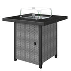 11.7 KW Propane Gas Fire Pit Table with Wind Guard and Lid, Black