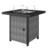 11.7 KW Propane Gas Fire Pit Table with Wind Guard and Lid, Black