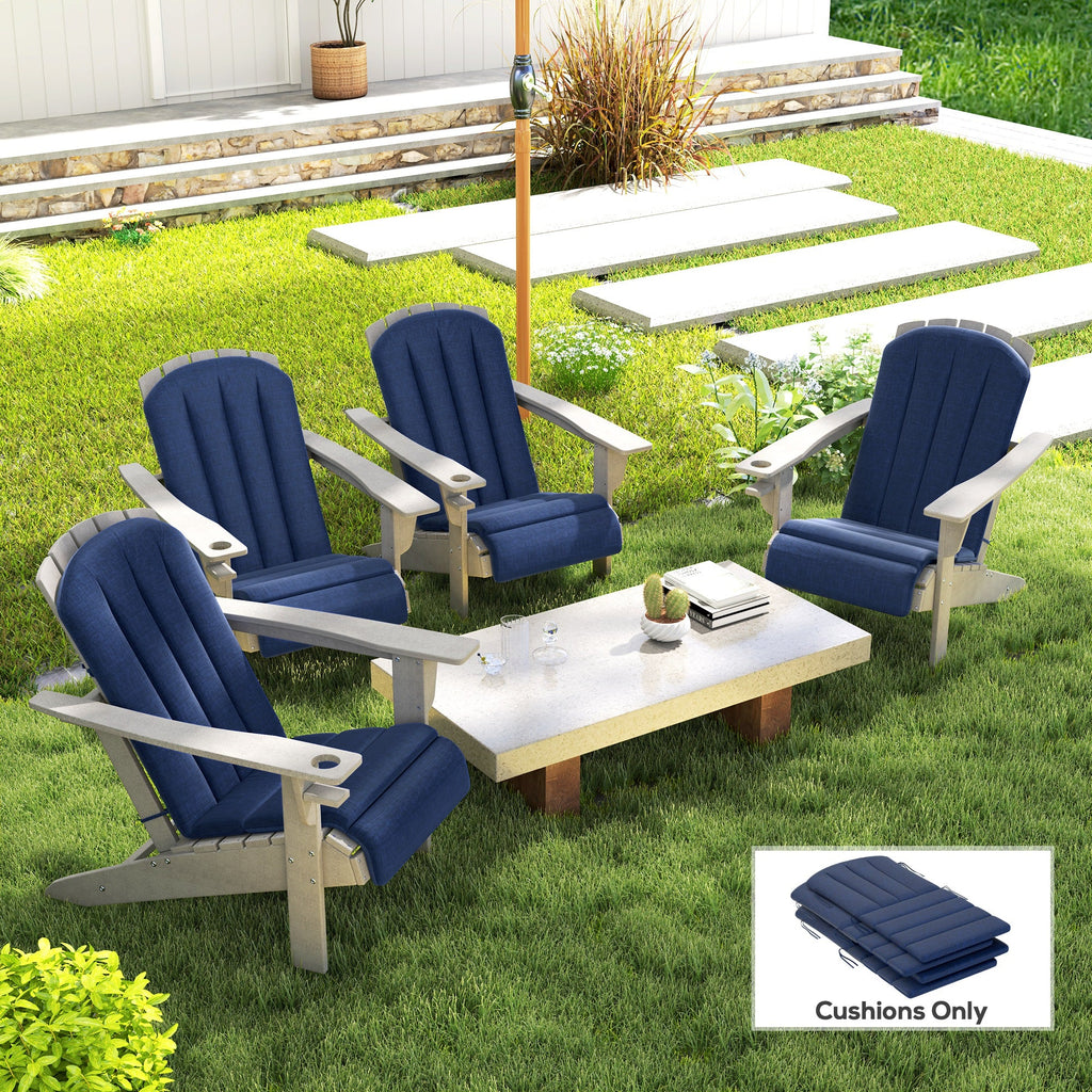 4-Piece Adirondack Chair Cushion Set with Ties, Navy Blue