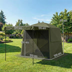 2 x 2 m Pop Up Gazebo with Awning, Sides, Mesh Windows & Carry Bag, Army Green
