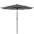 3 m Garden Parasol with 3-Tier Roof, Crank Handle & Tilt, Grey