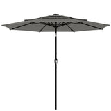 3 m Garden Parasol with 3-Tier Roof, Crank Handle & Tilt, Grey