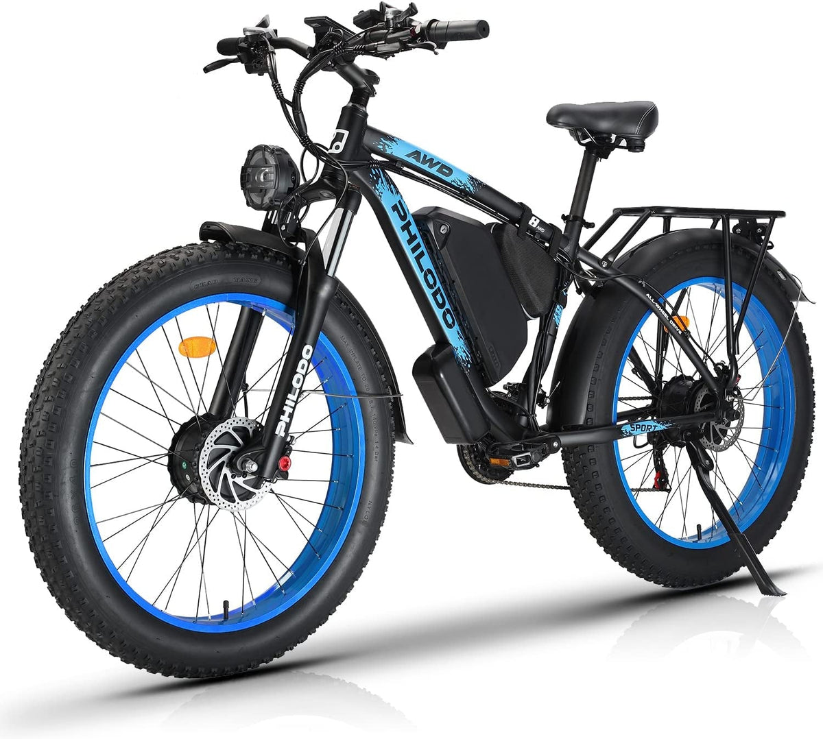 Fat Tire Electric Bike for Adults - Dual Motor AWD 2000W, 48V 22Ah Battery, 35 MPH