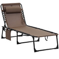 Folding Lounge Chair with Adjustable Backrest and Pillow, Brown