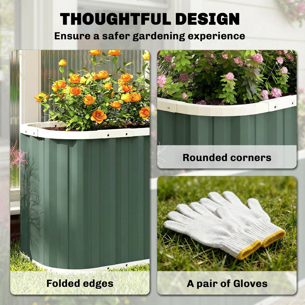 7' x 2' x 2' Galvanized Raised Garden Bed with Gloves, Light Green