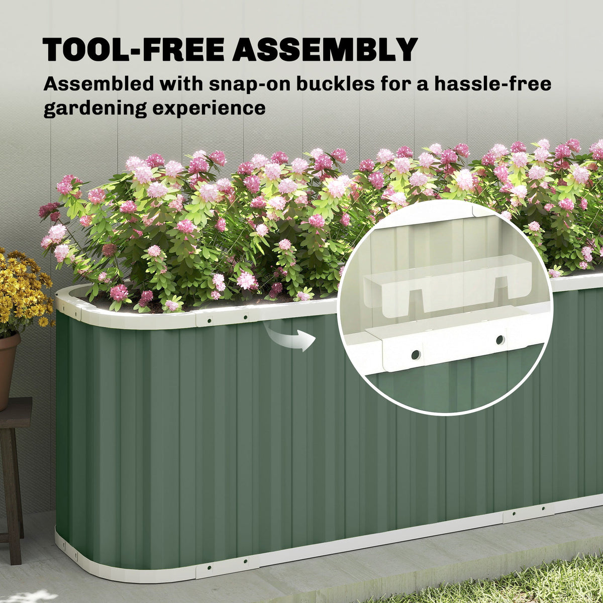 7' x 2' x 2' Galvanized Raised Garden Bed with Gloves, Light Green