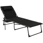 5-Level Adjustable Folding Chaise Lounge Chair with Side Table