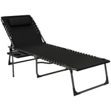 5-Level Adjustable Folding Chaise Lounge Chair with Side Table