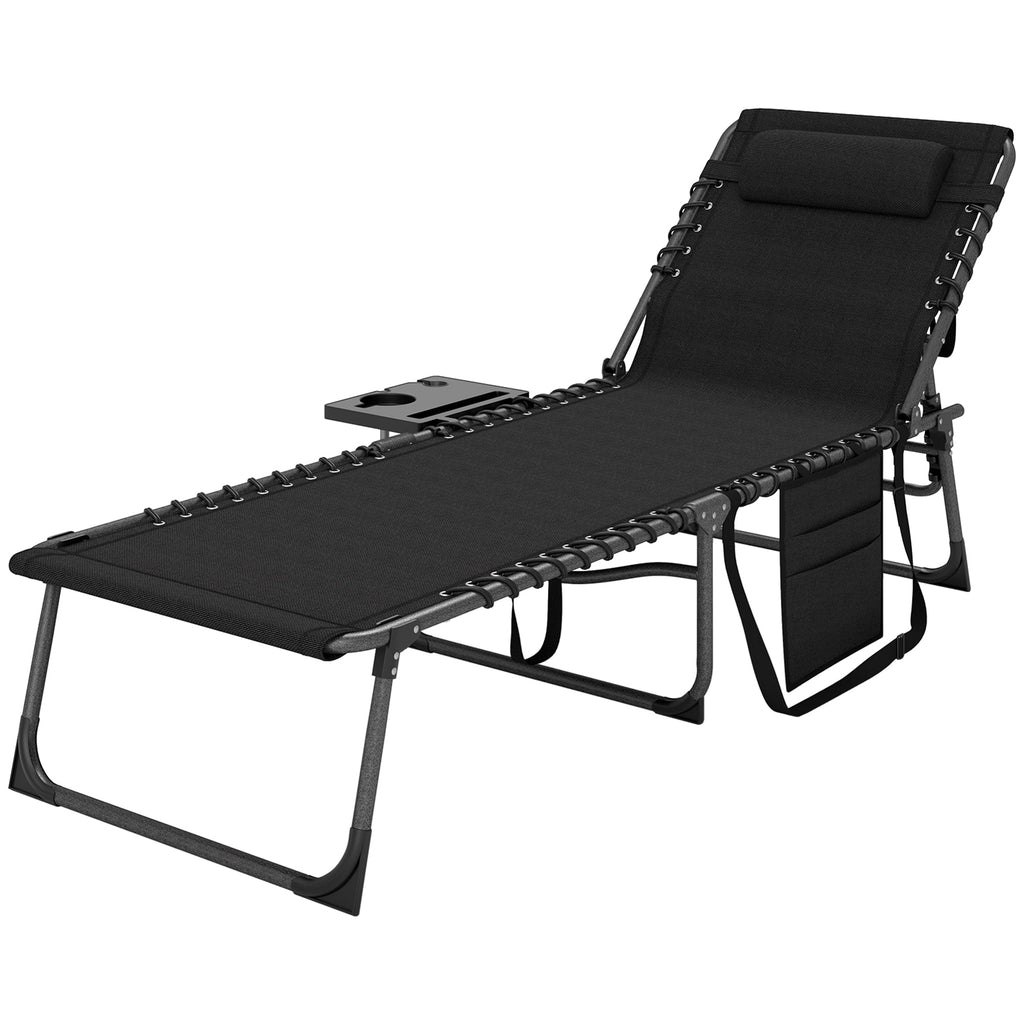 5-Level Adjustable Folding Chaise Lounge Chair with Side Table