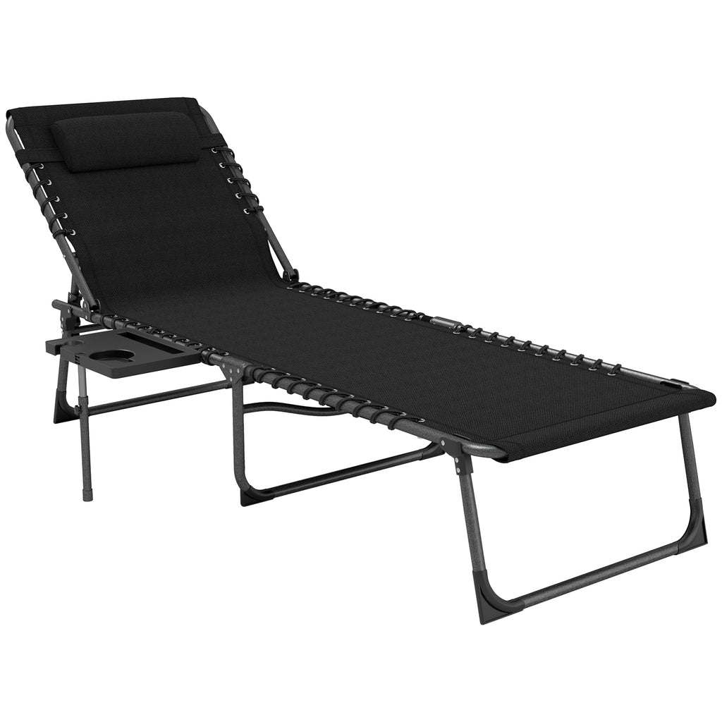 5-Level Adjustable Folding Chaise Lounge Chair with Side Table