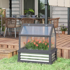 35.5" x 22.5" x 38.25" Raised Garden Bed Greenhouse, Gray