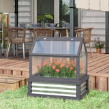 35.5" x 22.5" x 38.25" Raised Garden Bed Greenhouse, Gray