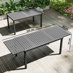 150/225 x 85 x 75 cm Extending Garden Table for 6-8, Dark Grey