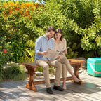 2-Person Outdoor Wooden Bench with Farmhouse X-Shaped Base, Carbonized
