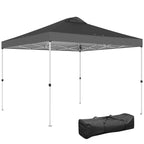 9.8' x 9.8' Pop-Up Canopy with Carrying Bag, Stakes and Ropes, Dark Grey