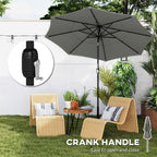 3 m Garden Parasol with 3-Tier Roof, Crank Handle & Tilt, Grey