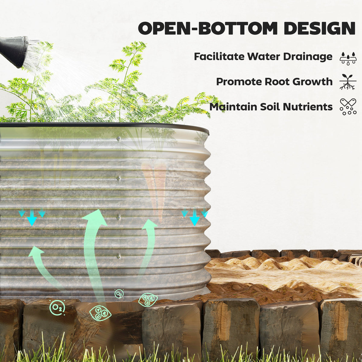 2pcs 6 x 2 x 2 ft Galvanized Raised Garden Beds, Silver