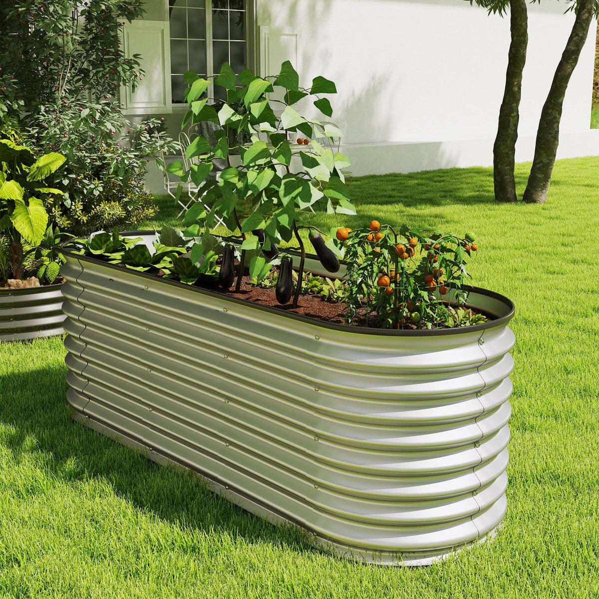 2pcs 6 x 2 x 2 ft Galvanized Raised Garden Beds, Silver