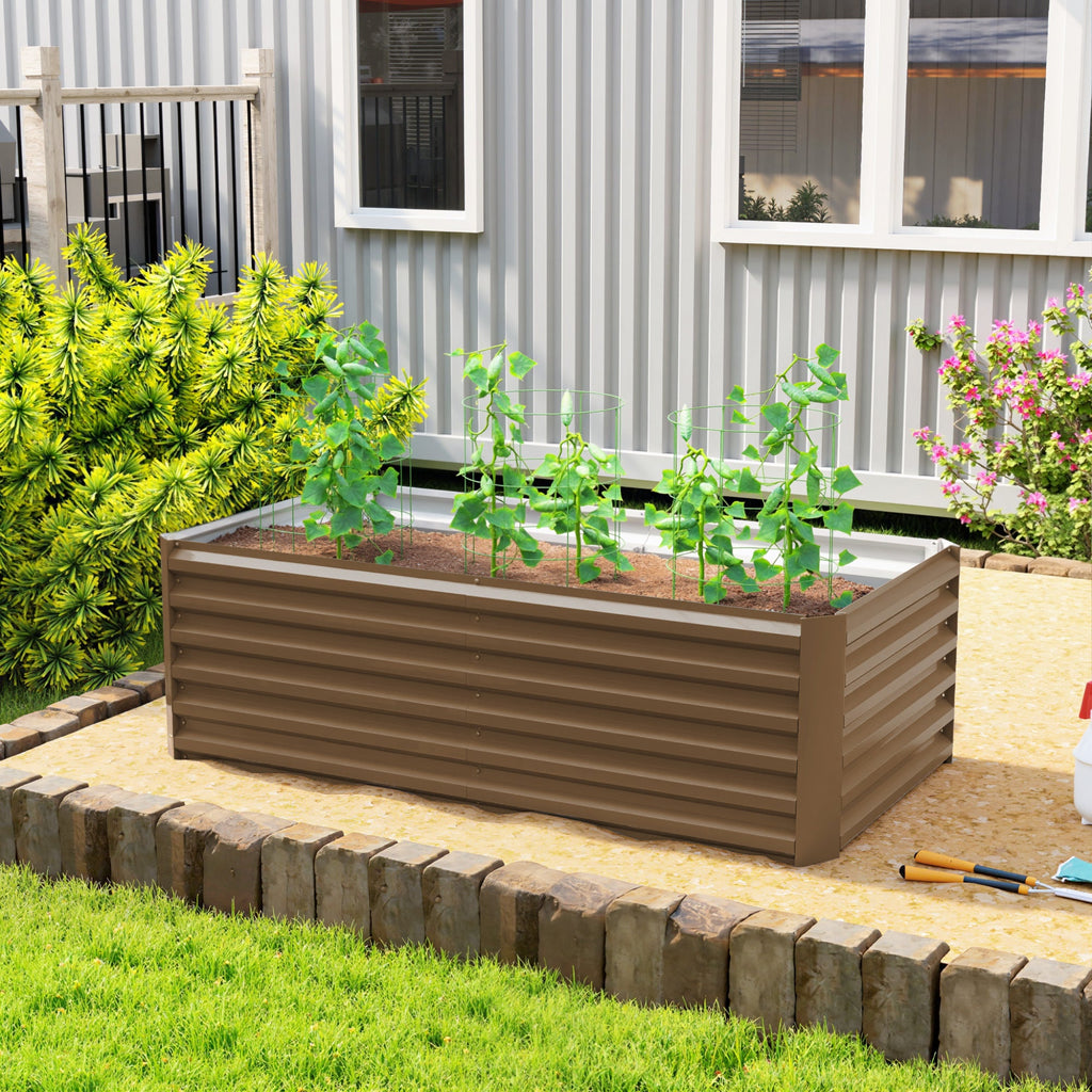 6' x 3' x 2' Galvanized Raised Garden Bed for Vegetables, Brown