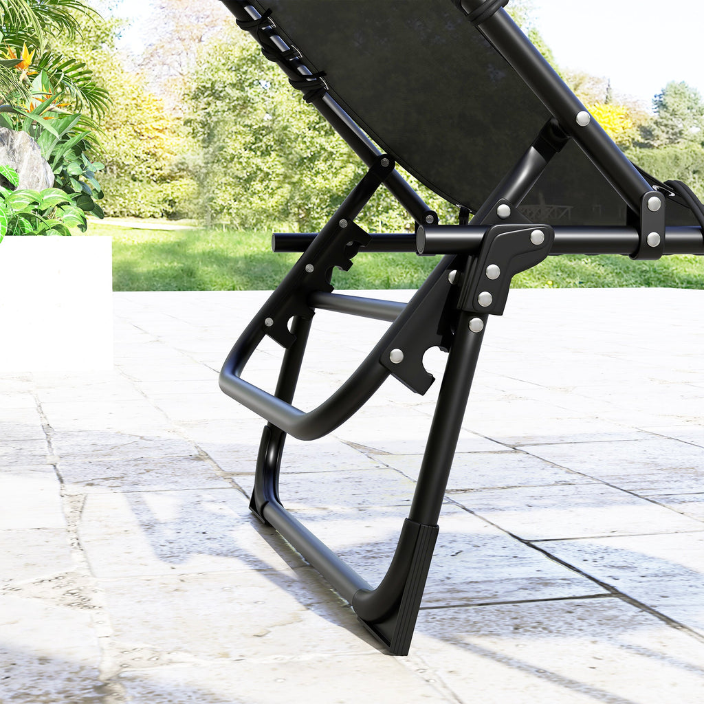 2-Piece Folding Chaise Lounge Set for Poolside or Beach, Black