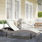 Rattan Sun Lounger with S-Shaped Seat and 5-Position Backrest, Cream White