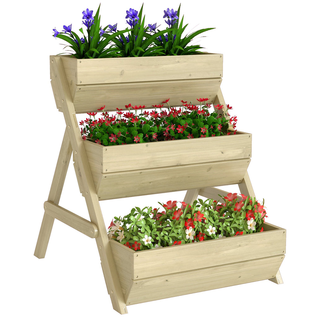 26" x 30" x 30" 3-Tier Wooden Raised Garden Bed, Light Green