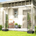 7.2ft Garden Arch with 2 Planter Boxes for Climbing Plants, Black