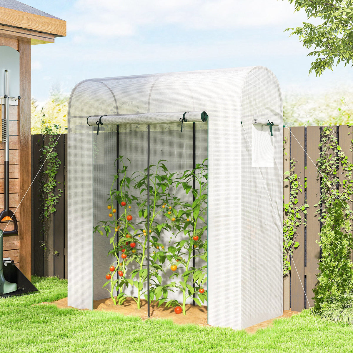 6' x 2' x 6.6' Mini Greenhouse with Roll-up Door, White