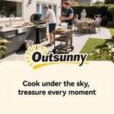 BBQ Grill Table with Stainless Steel Top and Storage Cabinet