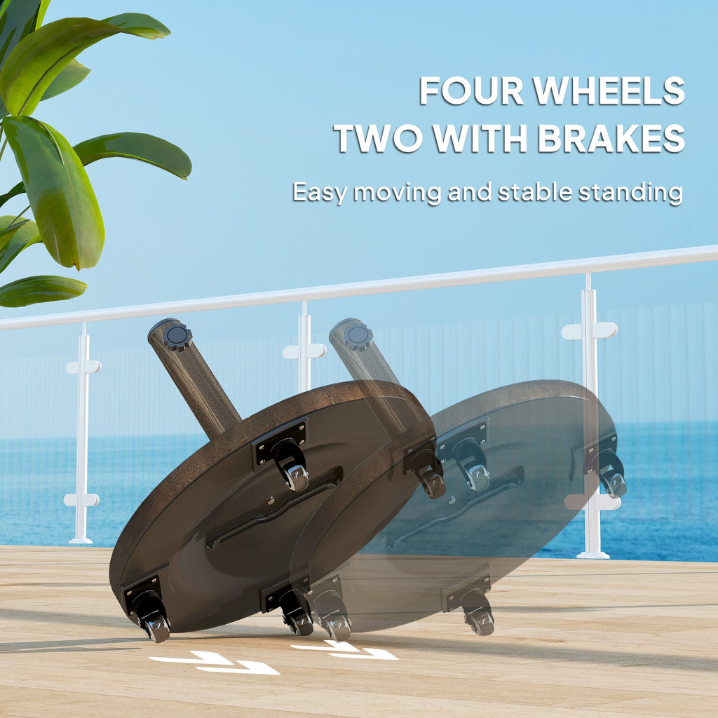 46 lbs Patio Umbrella Base with Wheels, Bronze