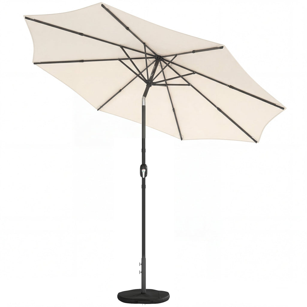 2.7 m Garden Parasol with Cross Base, Sandbag and Tilt, Cream White